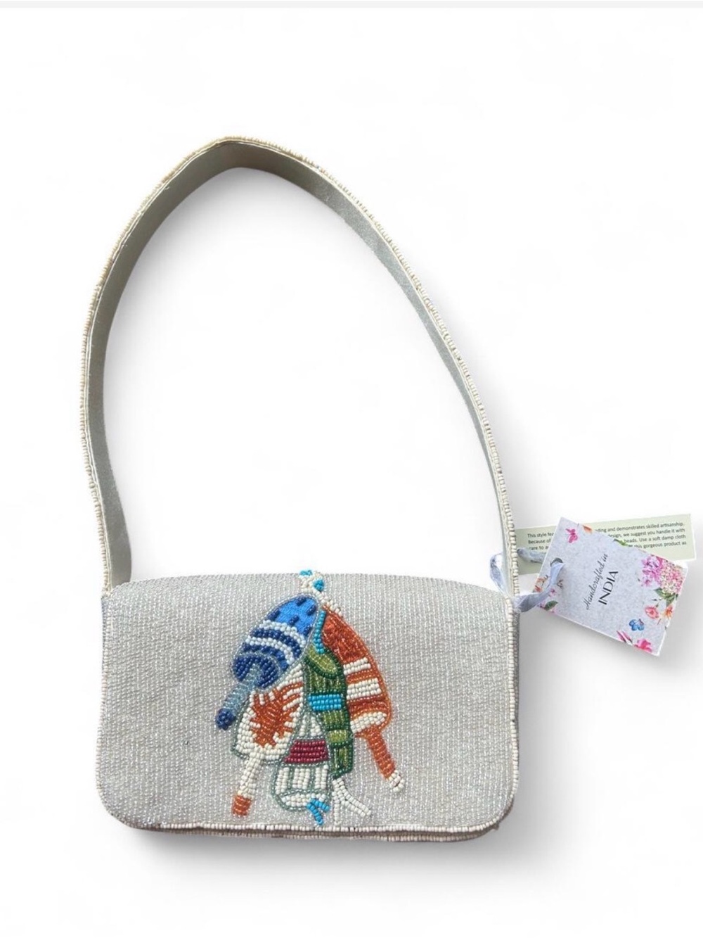 Handcrafted in India Beaded Lobster Buoy Nautical Coastal Shoulder Bag NWT